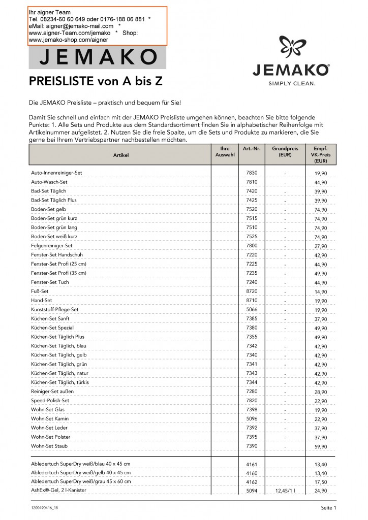 preisliste jemako preisliste jemako