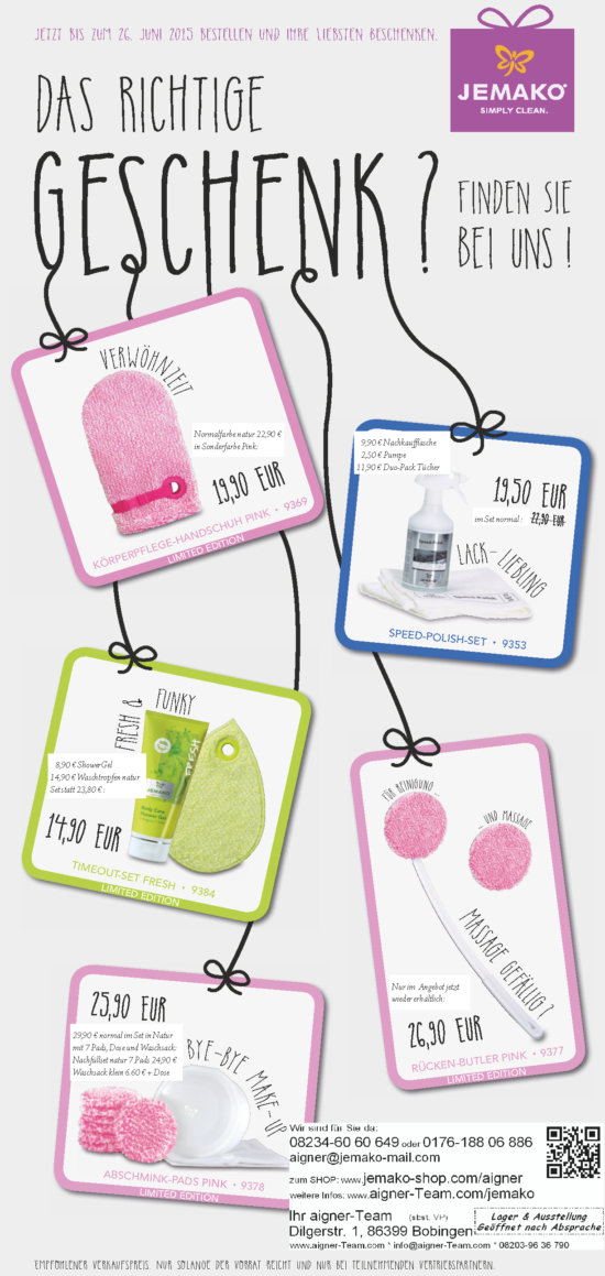jemako_sonderaktion_geschenke_20150323-20160626 Waschhandschuh-Speedpolish-Waschtropfen-Waschlappen-Rückenbuttler-Abschminkpads
